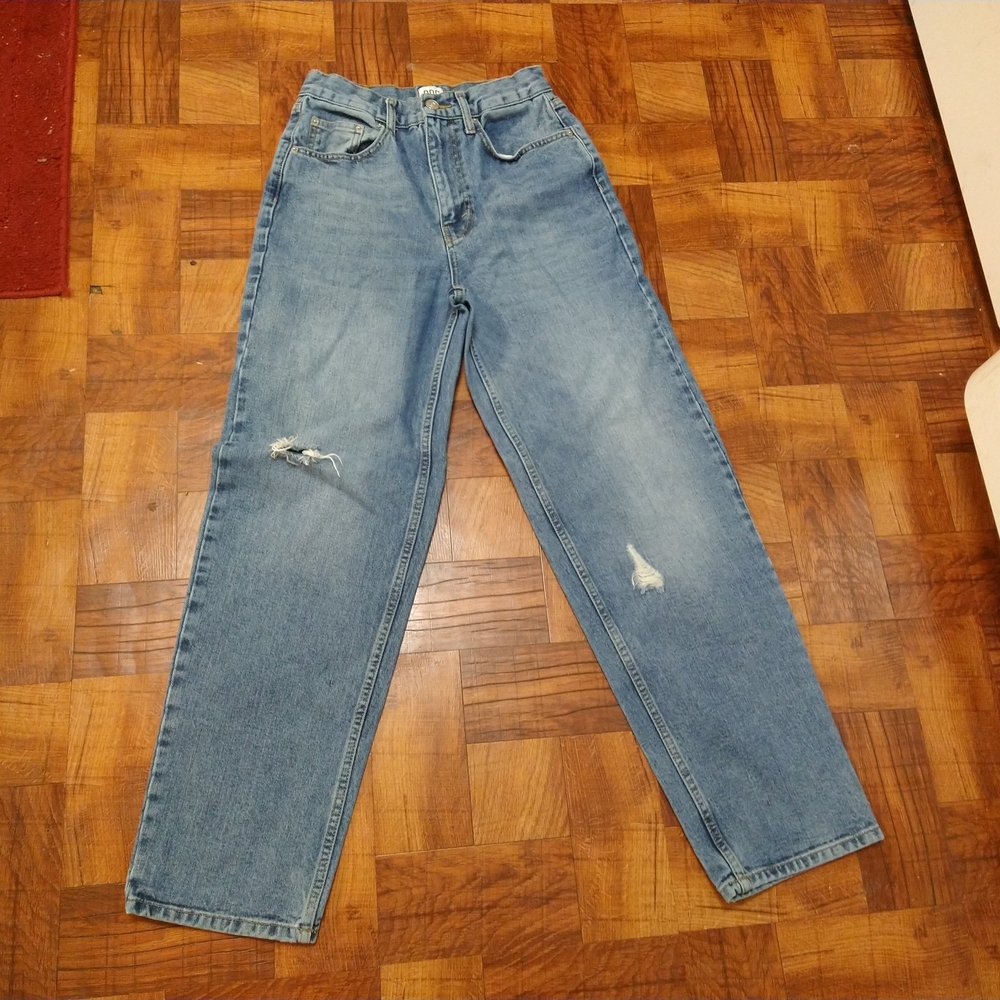 BDG Urban Outfitters High Rise Baggy Distressed Blue Jeans Womens Size 27